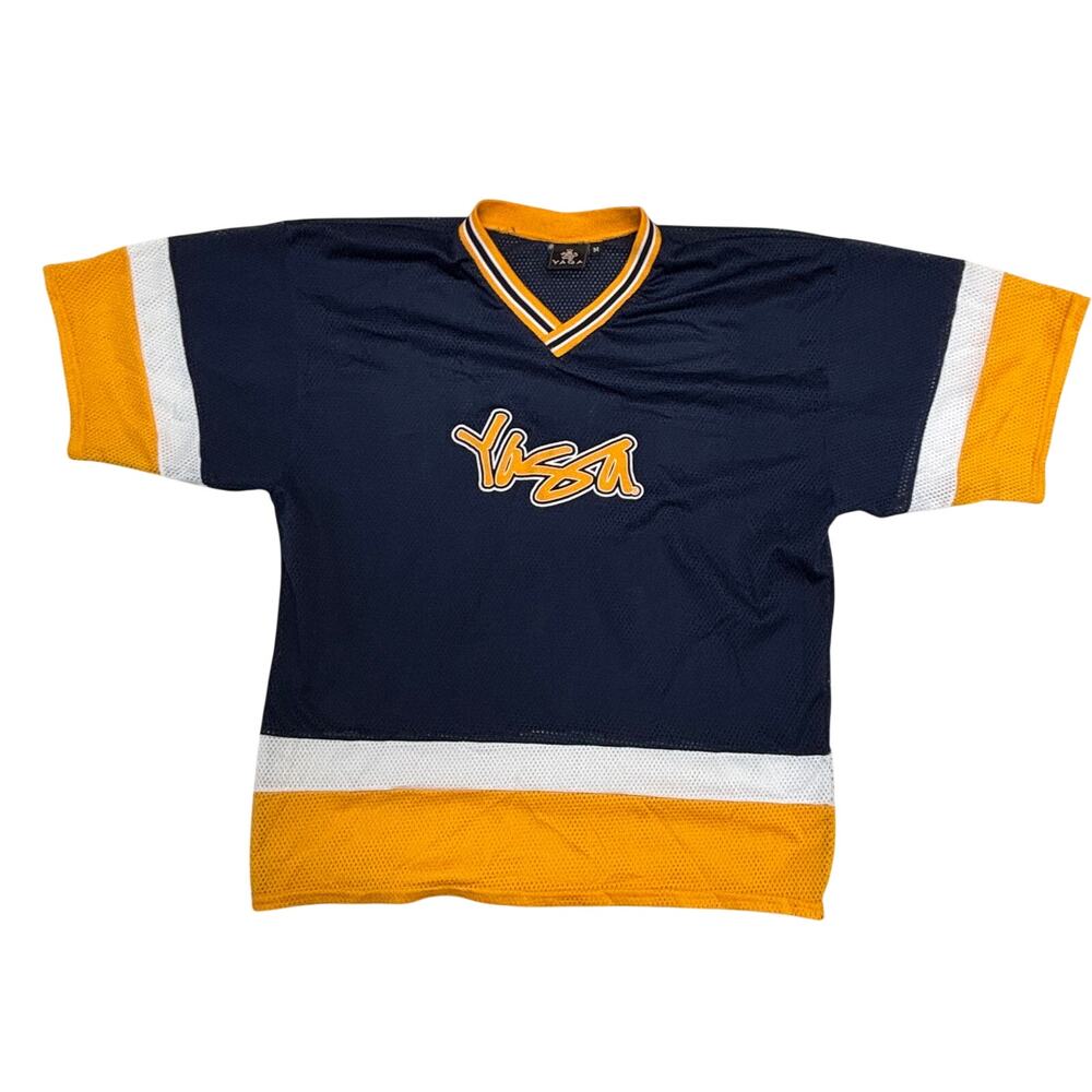 Vintage Yaga Hockey Jersey Medium Blue Made in USA Skateboarding Streetwear 90s